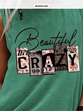 Beautiful Crazy Graphic Tank Top - Green